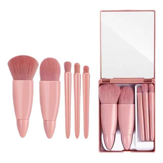 Set De Brochas De Maquillaje Portátil Con Espejo Set De Brochas De Maquillaje Portátil Con Espejo
