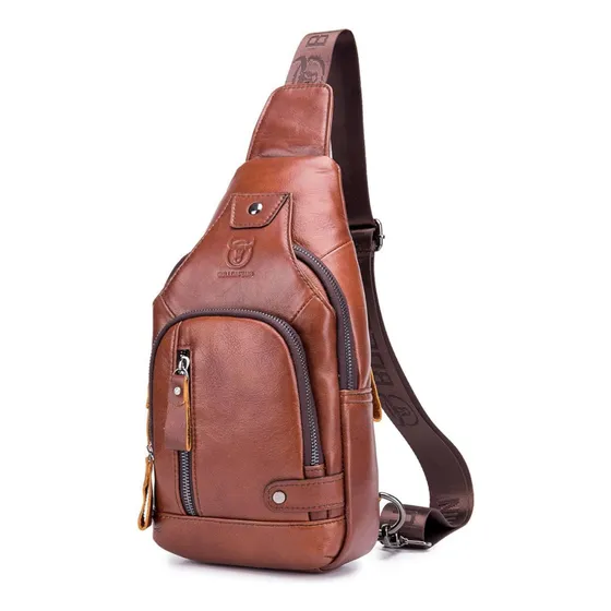Pechera Mochila Morral Hombre Cuero Genuino Bullcaptain