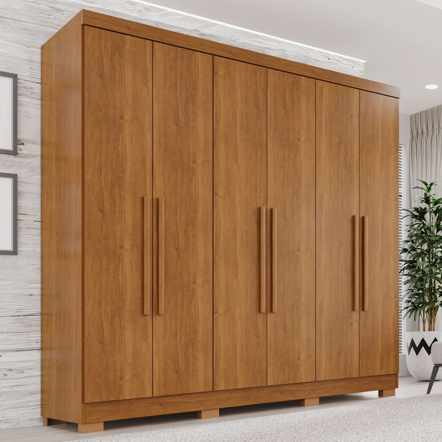 Guarda-roupa Casal 6 Portas 2 Gavetas França Cinamomo
