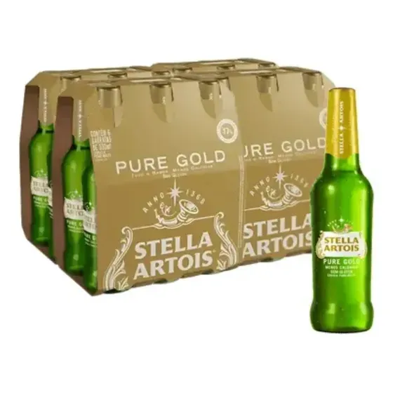 Caixa Cerveja Stella Artois Pure Gold Sem Gluten 330ml - Pack com 24 unidades