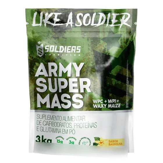 Hipercalórico Army Super Mass 3Kg - Sabor Baunilha - Soldiers Nutrition