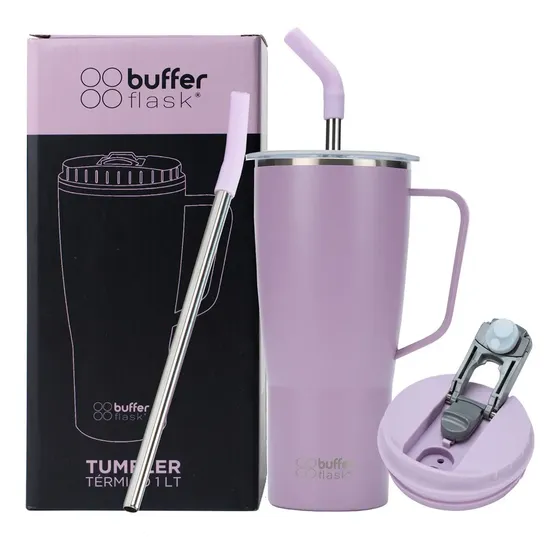 Vaso Mug Termico Agua Cafe Frio Calor 1 Lt Buffer Acero Inox Color Lila Power | Cuotas sin interés
