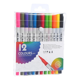 Marcadores De 12 Cores Double Point Plumones Tip Brush Marcadores De 12 Cores Double Point Plumones Tip Brush