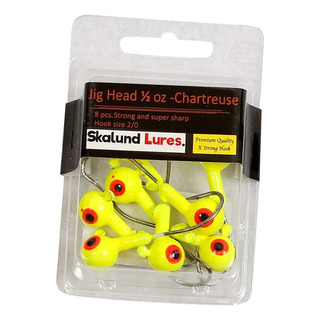 Anzuelos Jig Head Skalund Cabezales 1/2 Oz Chart, Paq. Con 8 Anzuelos Jig Head Skalund Cabezales 1/2 Oz Chart, Paq. Con 8