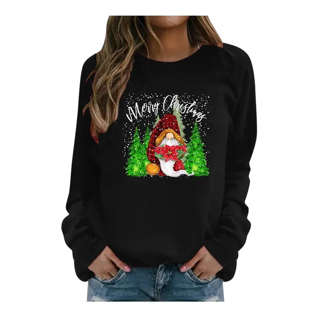 Sueter Navidad Capucha Cuello Redondo Manga Larga Tops