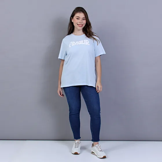 Remera Onyx Algodon Estampa Amour Brillo Mujer Talle Grande