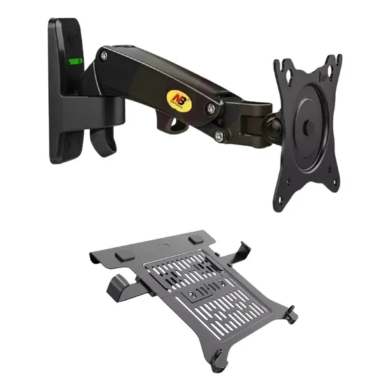 Suporte De Monitor Parede Articulado E Bandeja Notebook Cor Preto