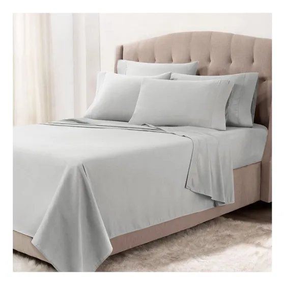 Sábanas Lisas King Textura Ultra Suave Juego X 4 Piezas Color Gris claro Diseño de la tela Liso