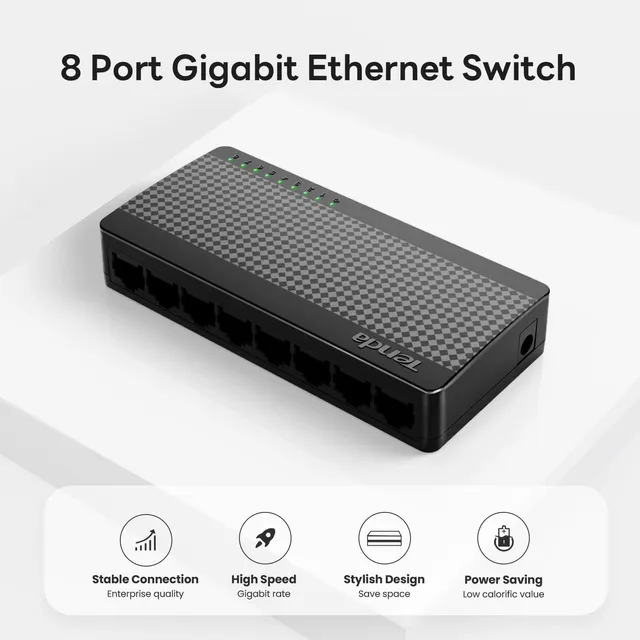 Switch 8 Puertos Gigabit, Comparte Onu Router Fibra Optica