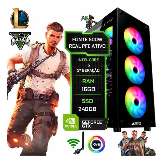 Pc Gamer Cpu Computador, Core I5, 16gb, Ssd 240gb, Video 1gb