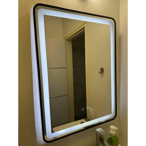 Eup Espejo Baño Negro 80x60 Luz Led