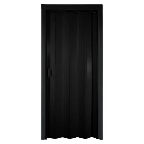 Porta Correr Sanfonada Pvc 90cm Preta Completa Para Sala