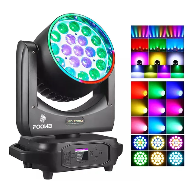 Cabeza Móvil Zoom Dj Luz Robotica Lámparas Colorantes 300w Foowei 19x15w Cañon Led Dj Cabezas Moviles Enfoque Luces Roboticas Luz Led Cabezal Móvil Dmx