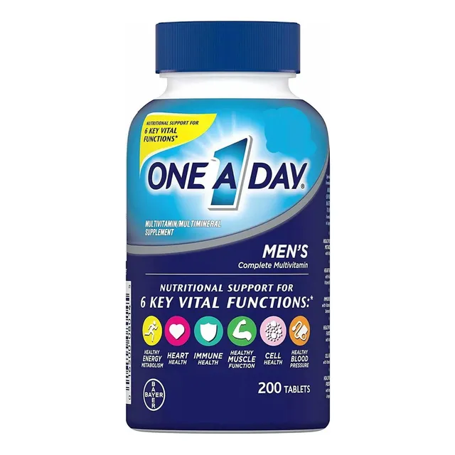 One A Day Men's de BAYER, Multivitamínico y multimineral completo para hombres, 200 tabletas 1 al día, Suplemento alimenticio, EEUU