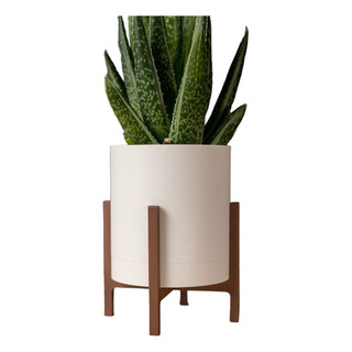 Maceta Minimalista Con Base Tipo Madera Y Plato Invisible Maceta Minimalista Con Base Tipo Madera Y Plato Invisible