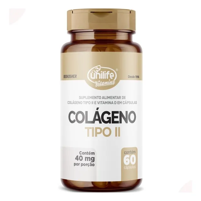 Colageno Tipo 2 Com Vitamina D3 60 Capsulas 40mg Unilife