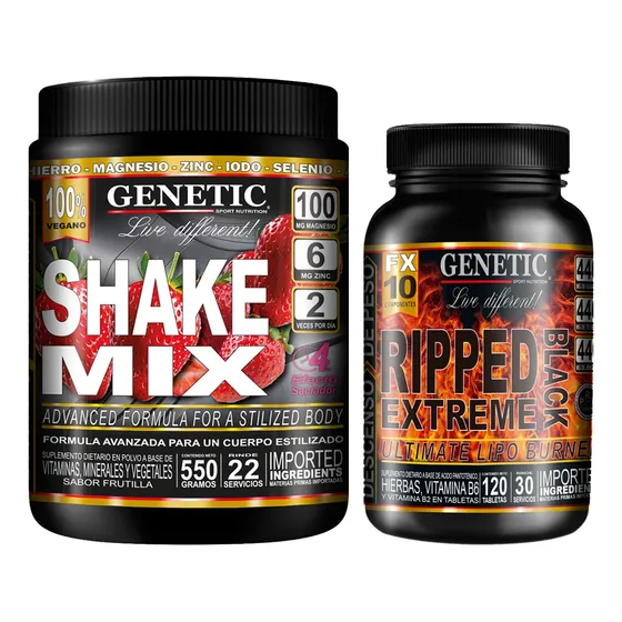 Batidos Dieta Shake Mix Ripped Black Ultra Quemador Genetic