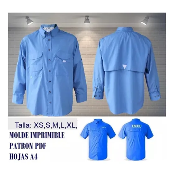 Molde Camisa Pesca Manga Corta Larga Hombre Patron S Al Xl