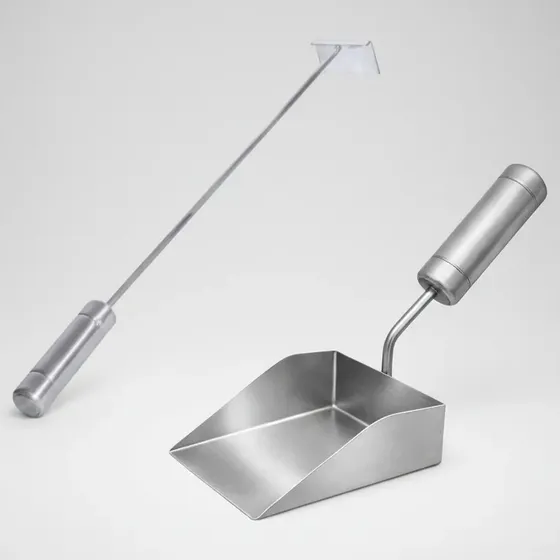 Espalhador De Carvão + Pá Para Limpeza Cinzas Churrasqueira