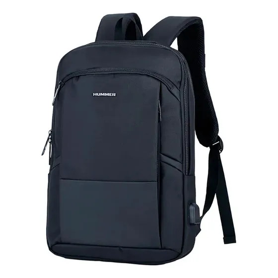 Mochila Hummer Portanotebook Antirrobo Usb Sujecion Valija Color Negro 22056 Diseño de la tela Liso