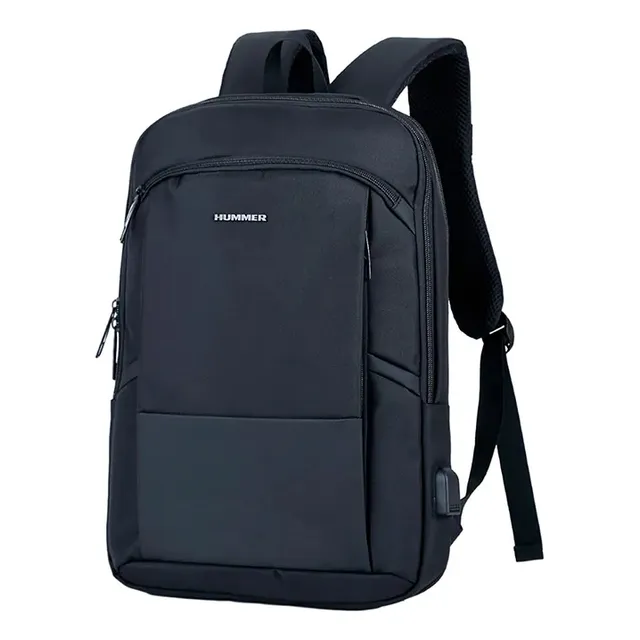 Mochila Hummer Portanotebook Antirrobo Usb Sujecion Valija Color Negro 22056 Diseño de la tela Liso