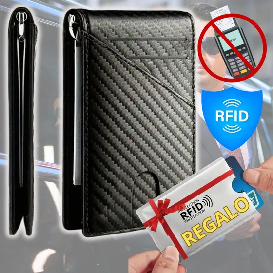 Cartera Billetera Caballero Ejecutivo Fibra Carbono Elegante