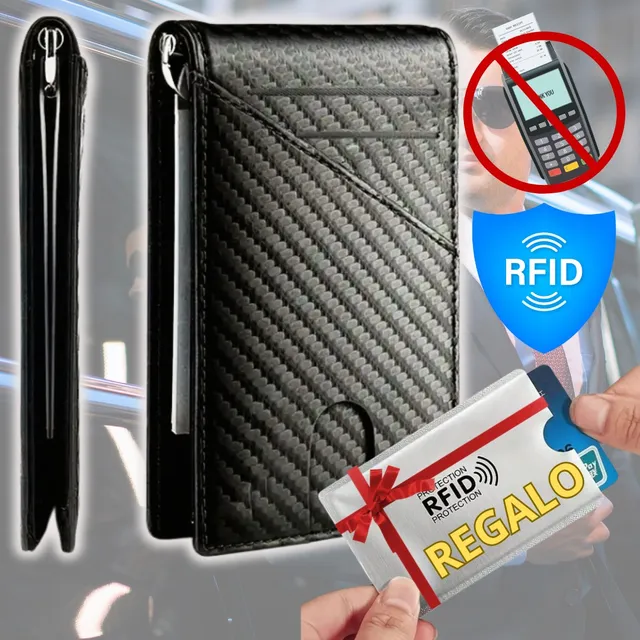 Cartera Billetera Caballero Ejecutivo Fibra Carbono Elegante