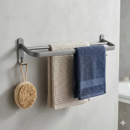 Suporte Porta Toalha Para Banheiro Lavabo Toalheiro Aço 48cm Cinza