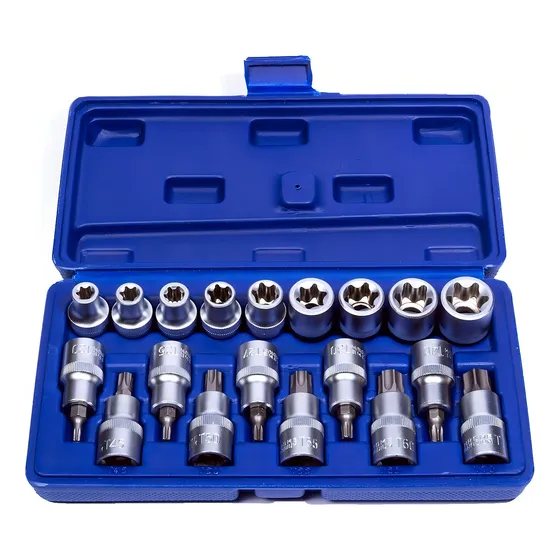 Jogo De Soquetes Torx Macho Femea Cr-v 1/2 19pcs + Maleta