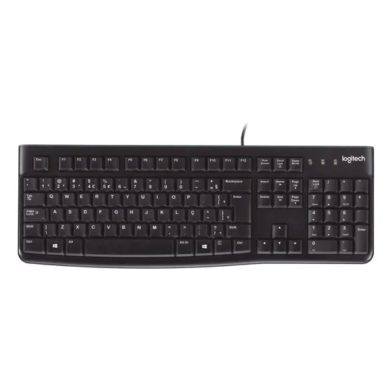 Logitech K120 Teclado Com Fio Usb Abnt2 Tecla Ç Resistente