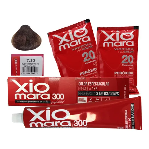 Tinte Para Cabello Xiomara 300 + 2 Peróxidos. Matizador Tono 7.32 rubio medio dorado nacarado