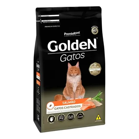 Ração Golden Gatos Adultos Castrados Sabor Salmão 3kg