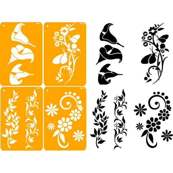 Stencil Flor Flores Plantas Cala 4 Plantillas 20x30 K67