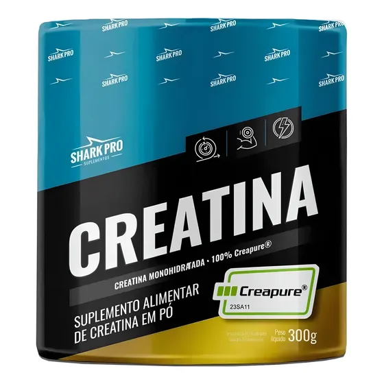 Creatina Monohidratada 100% Creapure - 300g - Shark Pro Sabor Sem Sabor