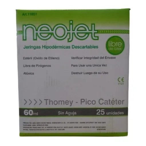 Jeringa 60ml Pico Cateter/thomey  Neojet Caja X25un