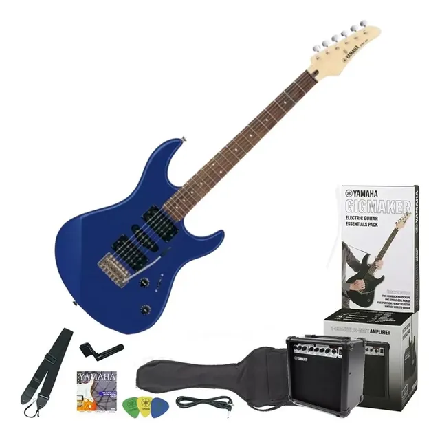 Paquete De Guitarra Electrica Yamaha Azul Metalico Erg Meses Material del diapasón Sonokeling