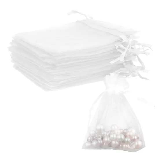 Kit 100 Un Saco Organza Tule Saquinho 10x15 Branco Atacado