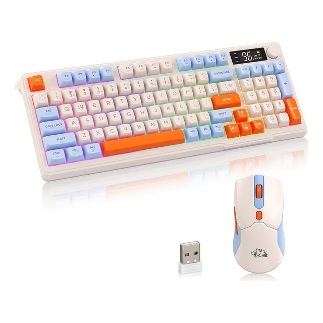Kits Teclado Y Mouse Free Wolf T96 Rgb Español Con Pantalla