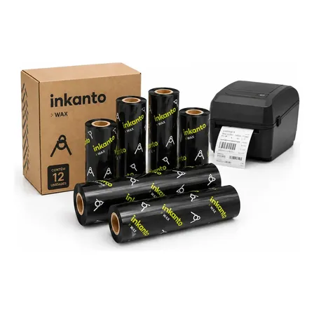 Cx 12 ribbons cera 110x74 Armor Inkanto para Argox Zebra Elgin impressora