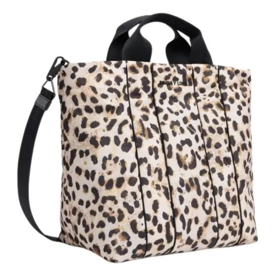 Tote Animal Print Bimba Y Lola Con Asas Negras Tamaño M Marrón Claro Rayas Níquel Negro