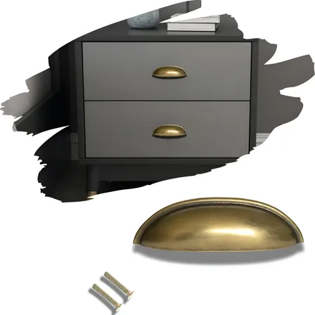 Kit 12 Puxadores Concha Ouro Velho Zamac Para Gavetas e Armários 8,7cm