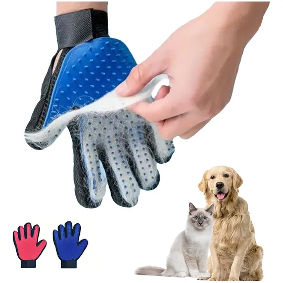Guante Cepillo Removedor Pelo Peine Para Perro Gato Mascota Color Azul