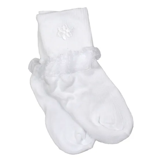 Calceta Para Bebes Y Niñas Con Olán Colores / Blanca (12pzs)