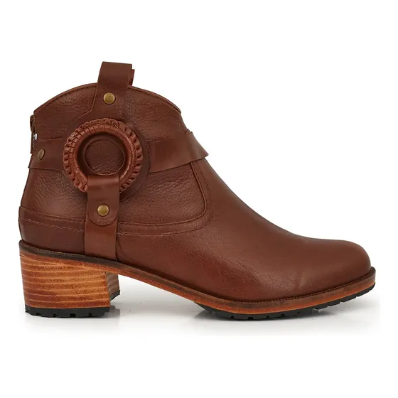 Bota Cuero Mujer Vestir Botineta Zapato Taco Botita Briganti