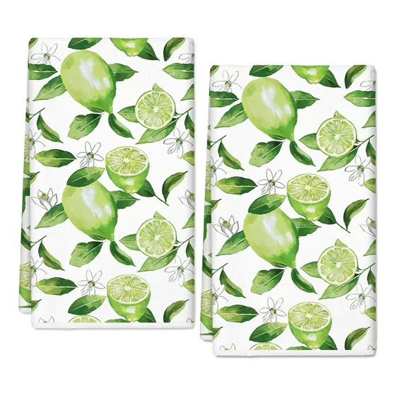 Toalla Cocina Limon Acuarela Verde Lima 18 X 28  Secado Mano