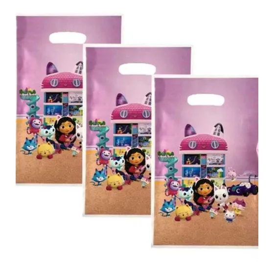 Bolsas Casa Muñecas Gabby × 10 Cotillón Cumpleaños Niñas