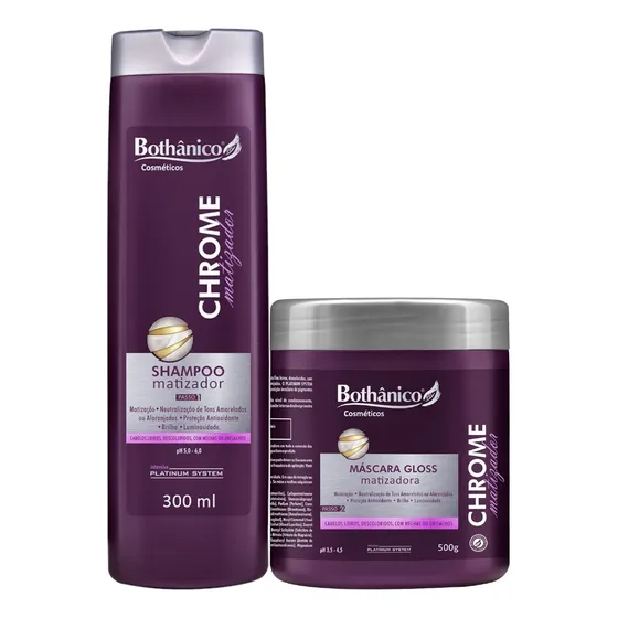 Kit Bothanico Chrome Matizador Shampoo 300ml + Máscara 500g