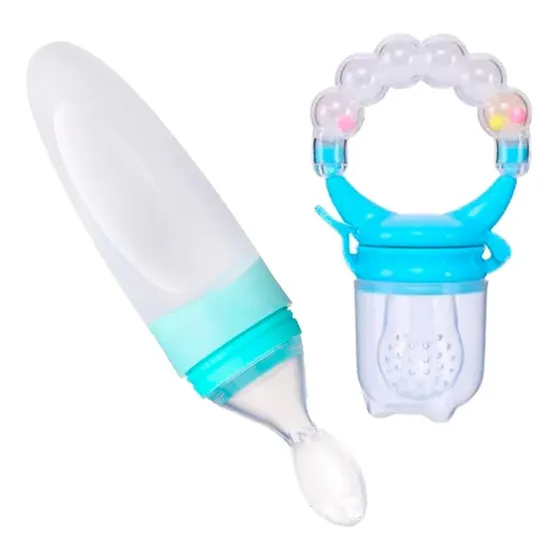 Chupo Alimentador De Fruta + Biberón Cuchara Silicona 90ml