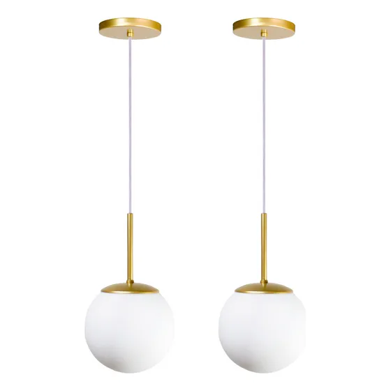 Kit 2 Lustre Bolinha Jabuticaba Dourado Lavabo Quarto Sala