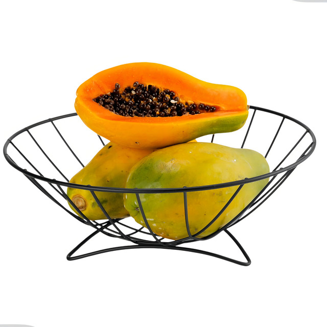Fruteira De Mesa Redonda Black Centro De Mesa Moderna Clean Cor Preto